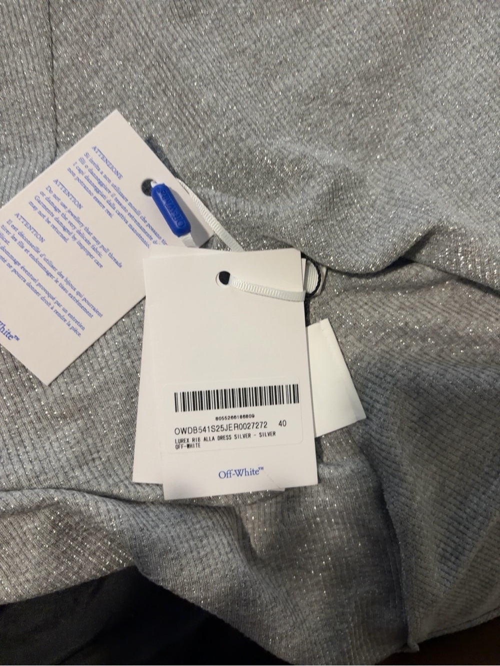 Off-White Silver Metallic Ribbed Tank - Picture 4 of 5